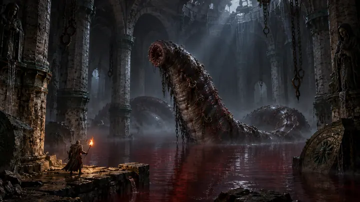 The Mother of Leeches in her cistern, concept art